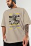 Medusa 4 Mythology Front Printed Beige Oversize T-Shirt Men Women Cotton Crew Neck Tshirt - 3