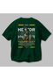 Hector 2 Mythology Back Printed Green Oversize T-Shirt Men Women Cotton Crew Neck Tshirt - 3