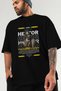 Hector 2 Mythology Front Printed Black Oversize T-Shirt Men Women Cotton Crew Neck Tshirt - 3
