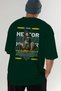 Hector 2 Mythology Back Printed Green Oversize T-Shirt Men Women Cotton Crew Neck Tshirt - 7