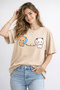 Cute Teddy Bear Character Printed Cotton Relaxed Fit Round Neck Unisex T-Shirt