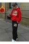 Women's Double Cat Print Tracksuit Set – Hooded Sweatshirt & Pants - 2