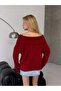 Women's Madonna Collar Knitwear Claret Red - 5