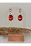 Baguette Stone Detailed Red Diamond Earrings - 4