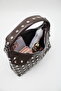 Women's Brown Leather Studded Detailed Zipper Closure Hand, Arm and Shoulder Bag - 4