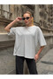 Women's Oversize Striped T-Shirt White - 2