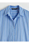 Blue Striped Oversize Women's Shirt - 3