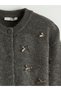 Anthracite Bow Embroidered Women's Knitwear Cardigan - 2