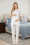 New Season Ecru Fisto Linen Detailed Special Design Summer Cotton Maternity Pajama Set - 3