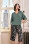 Arias Closet Floral and Leaf Print V-Neck Plus Size Capri Set - 2