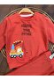 Printed Snap-On Shoulder Sweatshirt Long Bottom Top Seasonal Baby Boy Set - 3