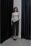 Anthrazitfarbene Zigarettenhose mit hoher Taille - 4