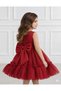 Girl's Red Bow Detailed Skirt Tulle Dress, Girl's Evening Dress, Party Dress - 2