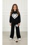 Girls' Tracksuit Set (Heart Embroidery, Embroidered)