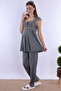 Cotton Comfortable Cut Maternity Pajama Set with Breastfeeding Feature Effortt - Smoked - 3
