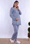 Cotton Maternity and Postpartum Pajama Set with Breastfeeding Features Carpediem |   Elastic Waistband - Blue - 3