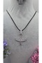 Phoenix Figured Black Rope Chain Silver Color Zircon Stone Necklace-45Cm