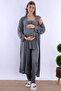 Long Robe Maternity Pajama Set with Breastfeeding Feature Effortt - Smoked - 4