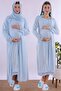 Effortt Maternity Nightgown Set with Soft Textured Abaya and Hijab - Blue