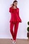 Breastfeeding-Friendly Cotton Maternity Pajama Set – Elastic Waist Effortt - Cherry - 3