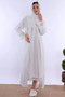 Soft Textured Maternity Nightgown Set with Hijab Effortt - Ecru - 5