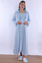 Comfortable Cut Cotton Dressing Gown Maternity Nightgown Set Effortt - Blue - 3