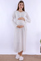 Cotton Comfortable Cut Maternity Nightgown with Breastfeeding Feature - Ecru