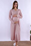 Cotton Maternity Nightgown with Breastfeeding Feature - Dried Rose - 7