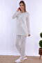 Cotton Maternity and Postpartum Pajama Set with Nursing Features for Prenatal and Postnatal Use Mecit - Ecru - 3