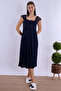 Cotton Maternity Nightgown with Breastfeeding Feature Effortt - Navy Blue - 5