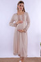 Cotton Maternity Nightgown with Breastfeeding Feature Effortt - Beige - 8