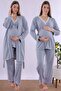 Effortt Dark Gray Maternity Pajama Set with Dressing Gown