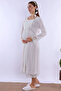Cotton Maternity Nightgown with Breastfeeding Feature Effortt - Ecru - 4