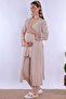 Long Robe Maternity Pajama Set with Breastfeeding Feature Effortt - Beige - 4
