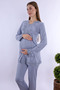 Cotton Maternity and Postpartum Pajama Set with Breastfeeding Features Carpediem |   Elastic Waistband - Blue - 9
