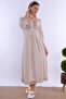 Cotton Maternity Nightgown with Breastfeeding Feature Effortt - Beige - 3