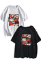 Academia Printed White Short Sleeve Oversize Fit T-Shirt - 2