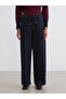 Navy Blue Wideleg Women's Jean Pants with Elastic Waist from Plus-Store - 2
