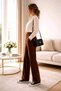 Lina Women's Dark Brown Super High Waist Lycra Colorfast Jeans Palazzo Trousers - 5