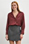 Women's V-Neck Loose Fit Premium Fabric Plain Basic Stylish Satin Shirt Nmr1200 - 4