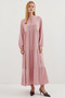 1627 Collar Lace-Up Hijab Dress - A. Pink