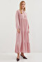 1627 Collar Lace-Up Hijab Dress - A. Pink - 2
