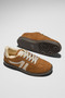 Women's Tan Beige Thermo Sole Side Striped Lace-Up Daily Comfortable Sports Shoes - 4