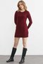 Honeycomb Motif Crew Neck Knitwear Dress - Burgundy