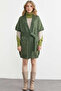 Comfortable Fit Bat Sleeve Belted Knitwear Vest - Green