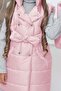 Girl's Long Puffer Vest with Stitching Detail in Pink - 6