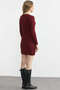 Honeycomb Motif Crew Neck Knitwear Dress - Burgundy - 5