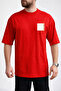 Men's Chest Printed Black T-Shirt with Square and Orange Line Detail - 2