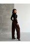 Side Belt Embellished Brown Stone Washed Baggy Pants - 2