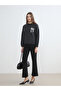 Anthracite Crew Neck Bow Embroidered Women's Knitwear Sweater - 2